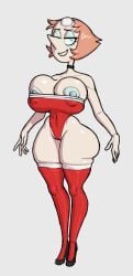 1girls areolae azai big_breasts big_breasts blue_areola blue_nipples breasts breasts christmas christmas_clothing christmas_outfit female high_heels nipple_bulge nipple_slip nipples nipples_visible_through_clothing pale-skinned_female pale_skin pearl_(steven_universe) puffy_areola puffy_nipples red_clothing steven_universe tight_clothing tights