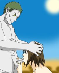 black_eyes blue_sky brown_hair desert fellatio female green_hair handjob human male matsuri_(naruto) monster naruto naruto_shippuden ninja oral shika-hina straight sun yellow_eyes zetsu