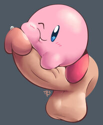 2015 ambiguous_gender blush bodyjob disembodied_penis gay human kirby kirby_(series) male male_only mammal nintendo one_eye_closed penis riding size_difference smile solo_focus torrentialkake video_games yaoi