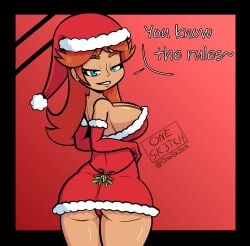 ass breasts christmas christmas_outfit mario_(series) nintendo panties princess_daisy red_panties sideboob upskirt