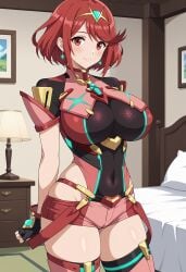 1girls accurate_art_style ai_generated alluring androidparanoid big_breasts clothed core_crystal heroine milf nintendo pin_up pyra red_hair short_hair xenoblade_(series) xenoblade_chronicles_2