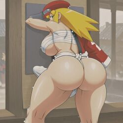 1futa ai_generated ass ass big_ass big_breasts big_butt breasts capcom erection erection_under_clothes erection_under_loincloth fundoshi fundoshi_futanari fundoshilover101 futanari happi_(clothing) huge_ass huge_breasts huge_butt mega_man_legends roll_caskett sarashi