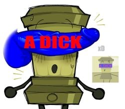 big_penis blendery_(colorbox_mustard) blendery_(cube's_stupid_show) color colorbox_(mustard) colored_sketch cube's_stupid_show first_porn_of_character first_porn_of_franchise gay incredibox_mod joke_art object_shows penis penis_on_face reference_image screenshot_redraw surprised text webdriver_torso_(cube's_stupid_show) weedazite