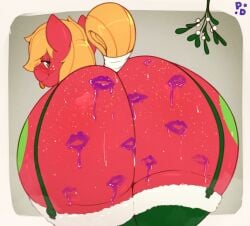 absurd_res ass big_butt big_macintosh_(mlp) blonde_hair blonde_mane bodily_fluids christmas clothed clothing crossdressing dripping earth_pony equid equine eyelashes feral freckled_butt freckled_face freckles friendship_is_magic fur green_eyes hair hasbro hi_res holidays horse kiss_mark lingerie lingerie_on_feral lipstick lipstick_on_butt looking_back makeup male male_only mammal mane mistletoe my_little_pony plant pony pony_dreaming presenting presenting_hindquarters rear_view red_body red_fur saliva saliva_drip saliva_on_butt smile solo tail tail_wraps tight_clothing tongue tongue_out wide_hips wraps yellow_tail