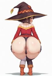 1girls ai_generated artist_request bare_shoulders big_ass blush choker female female_only huge_ass kono_subarashii_sekai_ni_shukufuku_wo! konosuba looking_back megumin pear_shaped pear_shaped_female presenting presenting_anus presenting_ass short_dress short_female slim_waist thick_thighs thong thong_over_anus wide_hips witch_hat