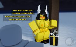 anon artist_watermark aurelia_(balanced_craftwars) balanced_craft_wars barely_clothed blush dialog golden_fox_(balanced_craftwars) grey-skinned_male imminent_sex nekomimi nyxwastaken offering_sex roblox self-upload shackles tagme yellow-skinned_female