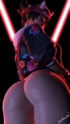 anal_beads big_ass kiriko_(overwatch) neon_lights overwatch suefantasy3dx toy_in_ass