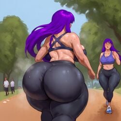 1girls ai_assisted ai_generated civitai doki_doki_literature_club gym_clothes huge_ass huge_breasts jogging kalagod running shiin_(ai_generated) sweat sweaty yuri_(doki_doki_literature_club)