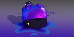 blueberry_inflation blueberry_juice fataholic_(artist) filling_up flapping_hands full_body glasses helpless inflation lactating lily_(fataholic) mouth_closed simple_background simple_shading spherical_inflation sunken_head sunken_limbs