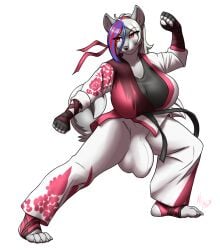 alpha_channel big_breasts breasts bulge canid canine canis clothing cosplay domestic_dog footwrap furball gloves gynomorph hair handwear hi_res husky intersex keikogi lidia_sobieska mammal martial_arts_uniform nordic_sled_dog ponytail purgy spitz sportswear tekken