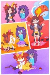 2:3 absurd_res anthro braixen clothing collar domestic_pet duo female female/female generation_6_pokemon hi_res huge_filesize human human_to_anthro implied_permanent mammal mimi_noooo nintendo nude pokeball pokemon pokemon_(species) potion species_transformation transformation transformation_potion transformation_sequence wardrobe_malfunction