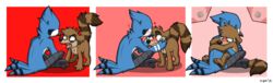 2015 affection all_fours anthro avian bird blue_feathers blue_jay blush brown_fur cartoon_network chest_tuft comic crying cum cute edit egg female fur grabbing heart hug impregnation internal kissing male male_only mammal mordecai open_mouth ovum plain_background raccoon regular_show rigby sitting tears tongue tuft xiamtheferret