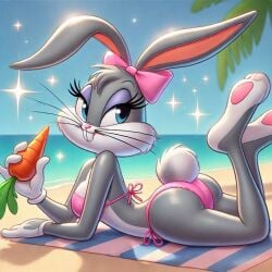 ai_generated bikini bugs_bunny carrot looney_tunes mtf_transformation poolside rule_63