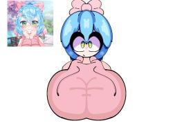 artist_request blue_hair green_eyes huge_breasts indie_virtual_youtuber latam_virtual_youtuber srta_catana tagme virtual_youtuber