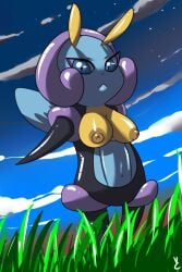 2015 2:3 anthro arthropod blue_eyes breasts female generation_3_pokemon illumise insects looking_at_viewer nintendo nipples non-mammal_breasts pokemon pokemon_(species) solo virate-chip