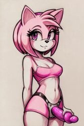 ai_generated amy_rose furry sega sonic_(series) strap-on