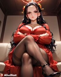 1girls ai_generated aliusnext black_hair brown_hair female female_only heels high_quality high_resolution highres huge_breasts long_hair mature_female mommy nail_polish one_piece pantyhose patreon red_dress red_nails tagme thick_thighs viola_(one_piece)