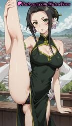 1girls ai_generated anime anime_style anus anus_peek architecture armpit armpits asian asshole bare_shoulders black_dress black_hair black_panties blush breasts building bust busty cameltoe china_dress chinese_clothes cleavage cleavage_cutout clothing_cutout covered_navel day dress earrings east_asian_architecture female female_focus female_only flexible flower forehead green_dress green_eyes hair_bun hair_flower hair_ornament hentai jewelry kneepits labia large_breasts leg_lift leg_up legs lips long_hair looking_at_viewer mountainous_horizon natsuyoru ost_horai outdoors panties pantsu parted_lips partially_visible_vulva pelvic_curtain shawl sidelocks single_hair_bun sky sleeveless sleeveless_dress solo solo_female split spread_legs standing standing_on_one_leg standing_split tate_no_yuusha_no_nariagari the_rising_of_the_shield_hero thighs underwear voluptuous voluptuous_female