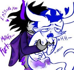 2boys alien alien_humanoid aradidnt black_hair clothed clothed_male clown clown_boy clown_makeup color colored colored_skin cuckkat dialogue fondling_breast gamzee_makara gay ghost grey_skin grey_skin homestuck homestuck_sprite homestuck_sprites homestuck_troll horn horns humanoid humanoid_alien juggalo long_horns male male_focus male_only nude nude_male nudity scar scars short_hair short_hair_male small_boobs small_breasts tavros_nitram text troll yaoi