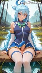 1futa 2026 ai_assisted ai_generated anime aqua_(konosuba) artist_name blue_hair breasts cock detached_sleeves dick explicit forest futa_only futanari hi_res high_quality high_resolution highres kono_subarashii_sekai_ni_shukufuku_wo! konosuba leaf light-skinned_futa long_hair nature patreon patreon_username penis pond smile soaking_feet solo stable_diffusion testicles thighhighs tsukoneko water watermark