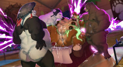 absurd_res anthro armor bear ben_bigger big_breasts big_butt bodily_fluids breasts brown_bear brown_body brown_fur butt cum cum_in_vagina cum_inside erection eye_scar eyewear facial_scar foursome fur gangbang genital_fluids genitals giant_panda glasses grizzly_bear group group_sex headgear headgear_only helmet helmet_only hi_res holding_eyewear holding_glasses holding_object huge_breasts humanoid_genitalia humanoid_penis implied_transformation lactating leaking_cum male mammal manly mihoyo multi_breast muscular muscular_anthro muscular_male nnightbear_b overweight overweight_male pan_yinhu penis polar_bear scar sex short_tail tail ursine willona zenless_zone_zero