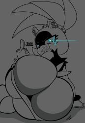 alternate_version_available angry big_butt clenched_teeth exposed_butt flipping_off jutsapostion massive_butt monochrome sonic_(series) sonic_the_hedgehog_(comics) sonic_the_hedgehog_(series) surge_the_tenrec