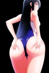 adolescent ai_generated back_view big_ass big_breasts black_background black_hair classroom_of_the_elite eyebrows_visible_through_hair eyelashes_visible_through_hair grabbing_own_ass horikita_suzune large_ass large_breasts large_hair makeup red_eyes shiny_body shiny_hair sweating_female tagme teenage_girl thin_neck thin_waist video white_skin wide_hips