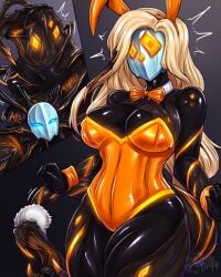 bunny_girl bunnysuit feminization latex mask monster monster_girl persona_5 spacen'cakes tf transformation