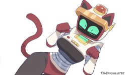 ai_assisted ai_generated brawl_stars cat_ears cat_tail catgirl moglotbs paw_pose r-t_(brawl_stars) robot robot_girl rule_63 screen_face simple_background supercell tagme white_background