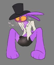 1boy 3_toes absurd_res anthro aroused blush bodily_fluids boxer_briefs breath clothing collared_shirt cum_through_clothes dress_shirt feet genital_fluids glitch_productions hands_tied_behind_back hat headgear headwear heart_symbol hi_res jax_(tadc) jax_(the_amazing_digital_circus) karnthud lagomorph leaking_precum leporid male male_only mammal musk musk_cloud musky_penis panting precum precum_through_clothing precum_through_underwear rabbit shirt sitting sitting_on_ground solo tenting the_amazing_digital_circus toes top_hat topwear underwear wet wet_clothing