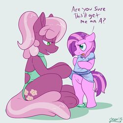 2015 cheerilee_(mlp) earth_pony english_text equine female feral friendship_is_magic horse mammal my_little_pony original_character pony pussy skoon smile text undressing vagina