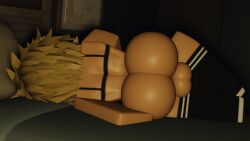 16:9 1boy 3d ass balls bikini_bottom blonde_hair cute dark_background femboy gay hoover_(hooverrr34) hooverrr34 laying_down laying_on_bed messy_hair micro_bikini penis roblox robloxian self_upload socks tagme thighhighs yaoi