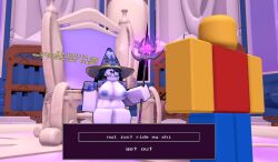1boy 1girls 3d areolae azuri_(block_tales) block_tales breasts dialogue english_text hexworks nipples nude player_(block_tales) roblox roblox_game robloxian stomach tagme text text_box thighs