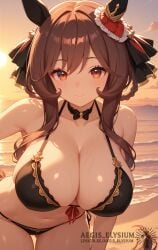 1girls 2026 aegis_elysium afternoon afternoon_sky ai-generated ai_art ai_generated animal_ears beach belly_button bellybutton big_breasts bikini blushing_at_viewer blushing_female breasts cleavage cloud clouds cute female_focus gentildonna_(umamusume) hair_ornament headpiece hi_res high_quality high_res high_resolution horse_ears horse_ears_girl horse_girl huge_breasts large_breasts leaning_forward navel ocean ocean_background ocean_waves pretty reflection sea seaside seductive_look seductive_smile smiling smiling_at_viewer sunset thick_breasts thick_thighs thighs tiara umamusume umamusume_pretty_derby water watermark waves wet wet_body