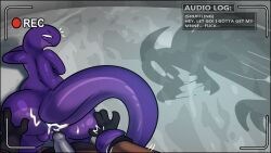 16:9 ambiguous_fluids anal anal_sex anus ass ass_up bodily_fluids butt_grab cum cum_in_ass cum_inside english_text genital_fluids halfpricesouls hand_on_butt hi_res lemurian lizard lizardman penetration precum profanity raised_tail reptile risk_of_rain scalie tail text widescreen
