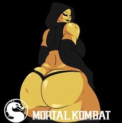 2d ass atari_mitsuku black_lips d'vorah dat_ass huge_ass huge_breasts mortal_kombat mortal_kombat_x muscular_female naughty_face seductive seductive_smile sideboob smile thick_thighs yellow_skin