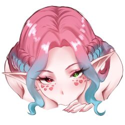 blaspy blaspy_(character) blowjob blowjob_face blue_highlights colored_hair elf elf_ears female heterochromia nail_polish nails pink_hair pl_vtube sucking_dick virtual_youtuber vtuber vtuber_persona