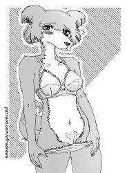2025 absurd_res anthro areola ass beastars biped blush bodily_fluids bra breasts canid canine canis cheek_tuft clothing digital_drawing_(artwork) digital_media_(artwork) efradraws facial_tuft female female_anthro genitals halftone hi_res juno_(beastars) mammal medium_breasts monochrome navel northwestern_wolf nude pubes solo sweat sweatdrop tail tuft underwear vulva wolf