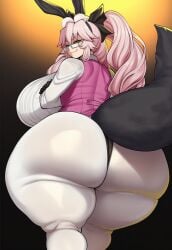 1girls 2d ai_generated animal_ear_fluff animal_ears ass ass_focus big_ass big_breasts big_butt big_thighs black_bow black_gloves bow breasts bubble_butt coattails curvy fate/grand_order fate_(series) female female_only fox_ears fox_girl fox_tail from_behind gigantic_breasts gigigens glasses gloves hair_between_eyes hairbow huge_ass huge_breasts huge_butt huge_thighs koyanskaya_(fate) large_ass large_breasts large_butt large_thighs light-skinned_female long_hair long_sleeves looking_at_viewer looking_back looking_back_at_viewer massive_ass massive_breasts massive_butt pantyhose pink_hair ponytail rabbit_ears rabbit_tail shirt sidelocks smile solo solo_female tail thick_ass thick_butt thick_thighs thighs vest white_pantyhose white_shirt wide_hips yellow_eyes
