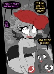 1boy 1girls anthro anthro_dominating_human big_breasts braces canid canine canine_on_human canine_penis choker cleavage cock_shock curvy ear_piercing evilpala eyeliner furry furry_male furry_on_human human_female imminent_sex kneeling knot knotted_penis male_anthro/female_human mascara shocked short_hair surprised tagme thick_thighs voluptuous werewolf wide_eyed wide_hips wolf