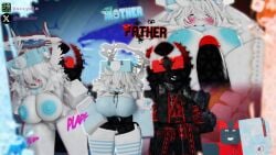 1boy 1girls 3d areolae arrymix artist_name big_breasts big_penis breasts character_name clothed english_text father_(the_battle_bricks) mother_(the_battle_bricks) nipples nude onomatopoeia penis plap plap_(sound) pussy reference_image roblox roblox_game robloxian self_upload sex tagme the_battle_bricks thick_thighs thighs watermark