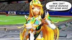 2girls 3d animated anus ass blender blonde_hair blush breasts clothes_ripping crowd crowd_watching dialogue duo earrings embarrassed_naked_female embarrassed_nude_female eyebrows eyelashes humiliation light-skinned_female light_skin long_hair mythra mythra_(xenoblade) naked naked_female naked_in_public nipples nude nude_female nude_in_front_of_audience nude_in_public panties pubic_hair public_humiliation pussy pyra pyra_(xenoblade) red_eyes red_hair ripped_clothing short_hair smash_bros sound spongebob_reference tagme text video xenoblade_(series) yellow_eyes