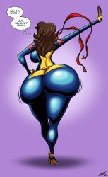 ass_cleavage big_ass big_breasts black_skin black_skinned_female blue_skin bra dark-skinned_female female_hero hairy heroine marvel miles_morales ms._marvel_(kamala_khan) nerd panties pussy_hair red_skin scarf sexy_female