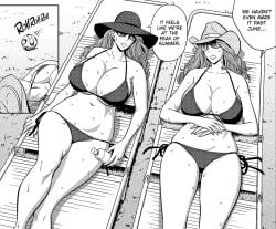 2girls 2milfs bare_arms bare_legs bare_midriff bare_shoulders bare_thighs big_breasts bikini bikini_bottom bikini_top breasts busty cleavage cleft_of_venus comic_page cowgirl_hat curly_hair curvaceous curvaceous_body curvaceous_female curvaceous_figure curves curvy curvy_body curvy_female curvy_females curvy_figure curvy_hips dialogue duo duo_female duo_focus female female_focus female_only front_view hips hourglass_figure inner_sideboob large_breasts long_hair milf milfs mishima_yumi ootake_nami sibling sibling_(lore) siblings sideboob sister sister_(lore) sister_and_sister sisters sisters_(lore) skimpy skimpy_bikini speech_bubble sunglasses sweat sweatdrop sweating sweaty sweaty_breasts tagme tatsunami_youtoku twin_milf twin_sisters twins twins_(lore) underboob wide_hips