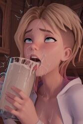 ai_generated cum cum_in_container cum_in_glass drinking_cum gokkun gwen_stacy marvel marvel_comics spider-gwen spider-man:_across_the_spider-verse spider-man:_into_the_spider-verse