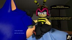3d_(artwork) 5_toes absurd_res aldenyates anthro anthro_on_anthro arthropod barefoot bedroom bee charmy_bee digital_media_(artwork) dirty_talk eulipotyphlan feet foot_fetish foot_focus foot_lick foot_on_face foot_on_head foot_play genitals happy hedgehog hi_res hymenopteran infidelity insects licking looking_at_another looking_down looking_pleasured male male/male mammal seductive sega soles sonic_(series) sonic_the_hedgehog sonic_the_hedgehog_(series) teasing toes tongue tongue_out