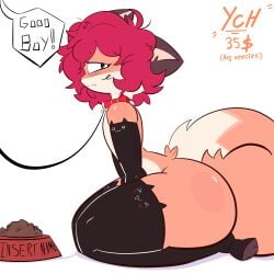 1femboy animal_tail ass ass_focus big_legs blush cufowo femboy food fox fox_ears fox_humanoid fox_tail fur legs necklace pet submissive submissive_femboy