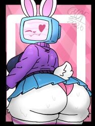 2d 2d_(artwork) 2d_artwork anthro back_view big_ass big_breasts big_butt digital_art digital_drawing digital_drawing_(artwork) digital_painting_(artwork) fat_butt female foxylomar furry furry_female furry_only huge_ass huge_butt jacket large_ass larger_butt looking_at_viewer looking_back_at_viewer melanie_(regretevator) no_humans rabbit_ears rabbit_tail regretevator roblox roblox_game skirt tv_head