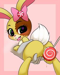 2015 ass buttercream_sunday female kloudmutt lagomorph littlest_pet_shop looking_back mammal pussy pussy_juice rabbit raised_tail tongue tongue_out vaginal_penetration