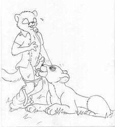 anthro anthro_on_feral disney female female_feral feral interspecies male mike_sherman monochrome nala penis sketch tagme testicles the_lion_king zoophilia